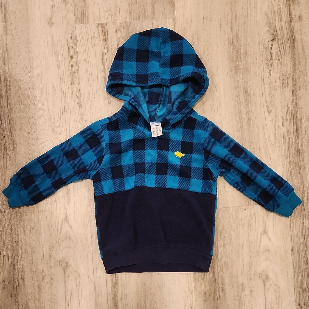 Carter's Blue Plaid Hooded Sweatshirt 18 months